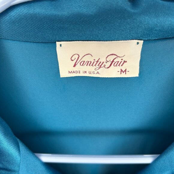 Vintage Vanity Fair Turquoise Nylon Robe - M (Made in USA) 🇺🇸 - Picture 3 of 5